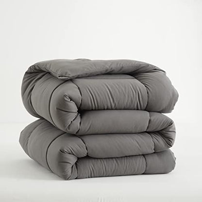  BedTreat Hotel Comforter Queen, Down Alternative Comforter With Corner Tabs - All Season Quilted Queen Size 240 GSM Grey Comforter, Machine Washable Microfiber Bedding