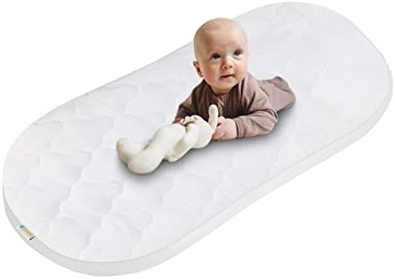  Ssinet Mattress Pad Cover For Halo Bassinest/Ingenuity Bassinet/4moms Bassinet Mattress, Waterproof Bamboo Terry Bassinet Mattress Protector With Elastic Bed Skirt, 30"×18" White