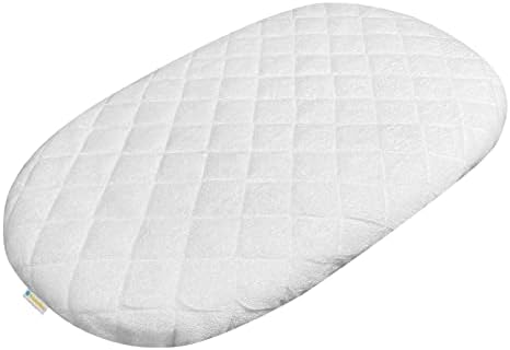  Ssinet Mattress Pad Cover For Halo Bassinest/Ingenuity Bassinet/4moms Bassinet Mattress, Waterproof Bamboo Terry Bassinet Mattress Protector With Elastic Bed Skirt, 30"×18" White
