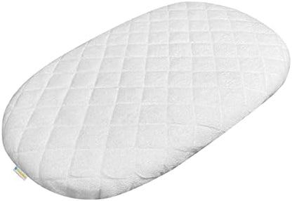  Ssinet Mattress Pad Cover For Halo Bassinest/Ingenuity Bassinet/4moms Bassinet Mattress, Waterproof Bamboo Terry Bassinet Mattress Protector With Elastic Bed Skirt, 30"×18" White