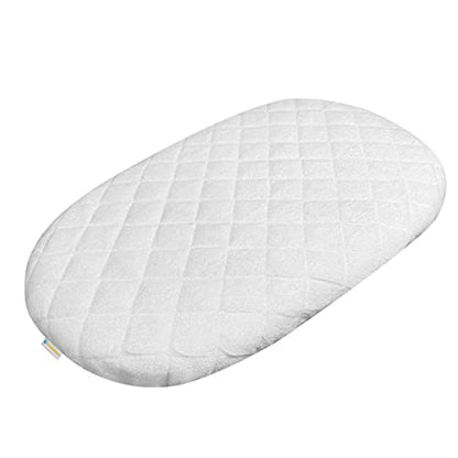  Ssinet Mattress Pad Cover For Halo Bassinest/Ingenuity Bassinet/4moms Bassinet Mattress, Waterproof Bamboo Terry Bassinet Mattress Protector With Elastic Bed Skirt, 30"×18" White