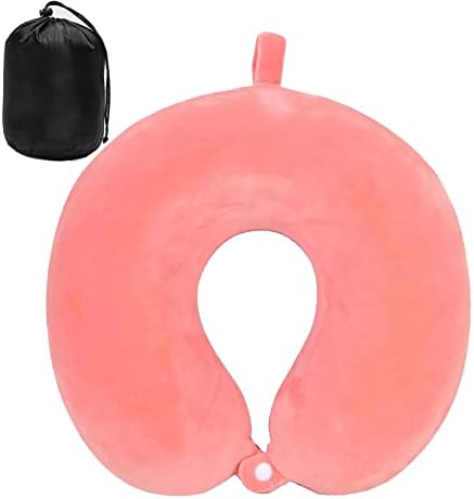 DUANY STORE Neck Pillow For Traveling, Upgraded Travel Neck Pillow For Airplane 100% Pure Memory Foam Travel Pillow For Flight Headrest Sleep, Portable Plane Accessories (Pink)
