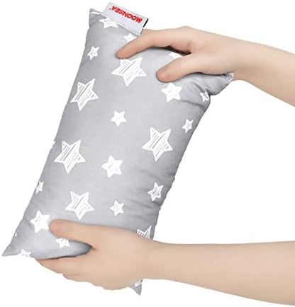  Small Pillow With Name Tag 2 Pack, 11" X 7" X 2.5" Mini Pillow For Preschool And Airplane Car Travel, Great Tiny Pillow For Baby Kids Neck, Back, Lumbar, Knee Gap And Dogs Daycare, Grey And Navy