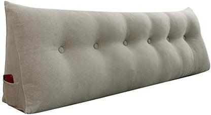  WOWMAX Wedge Body Positioners Pillow Triangular Reading Bedrest Throw Pillows Bolster Headboard Back Support Lumbar Cushion Pillow For Daybed With Removable Cover Linen Cotton Blend Dusty Taupe Twin