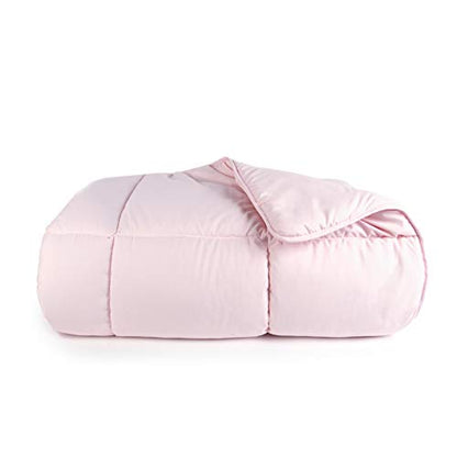  Box Quilted Comforter, Twin Size, Pink