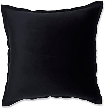  Pillow Perfect Indoor Velvet Collection Lumbar Pillow, 12" X 20", Black
