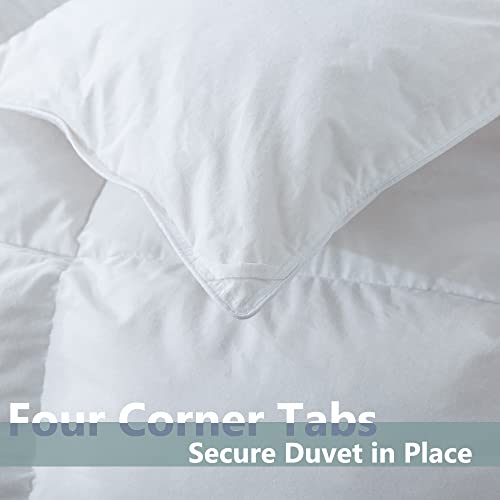  White Feather Down Comforter Queen Size-Luxurious Warmth Hotel Collection Comforter,100% Cotton Cover-All Season Duvet Insert With Corner Tabs-Queen Size 90x90 Inch
