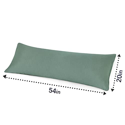  Super Soft Pillowcase - Washed Microfiber Lightweight Pillow Cases Body Size Sage Green 1PCS, Easy Care And Fade Resistant Stain Resistant 20x54 Inches