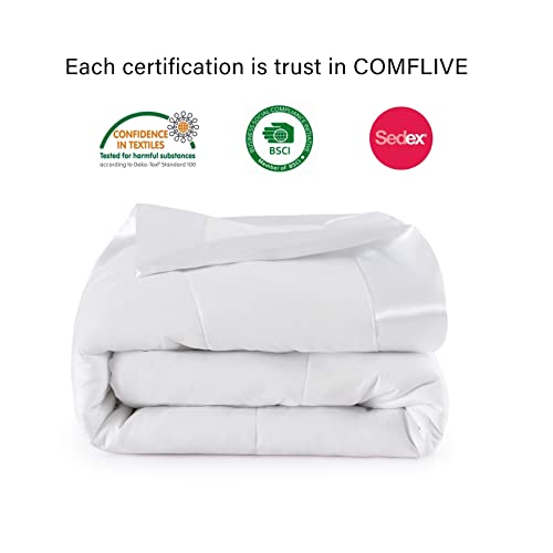  Down Alternative Blanket - Microfiber King Size Blanket - Quilted Blanket With Satin Trim, Bed Blankets For All Seasons 108"x90" (White, King/Cal King)