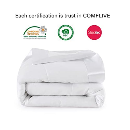  Down Alternative Blanket - Microfiber King Size Blanket - Quilted Blanket With Satin Trim, Bed Blankets For All Seasons 108"x90" (White, King/Cal King)