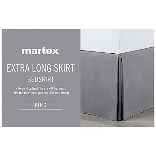  1C26464 Solid Tailored Pleated Easy Fit Machine Wash Polyester 21-inch Drop Bed Skirt, King, Grey