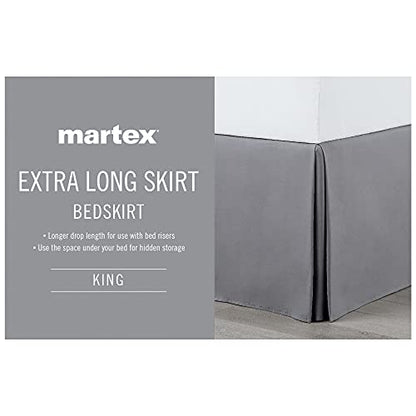  1C26464 Solid Tailored Pleated Easy Fit Machine Wash Polyester 21-inch Drop Bed Skirt, King, Grey
