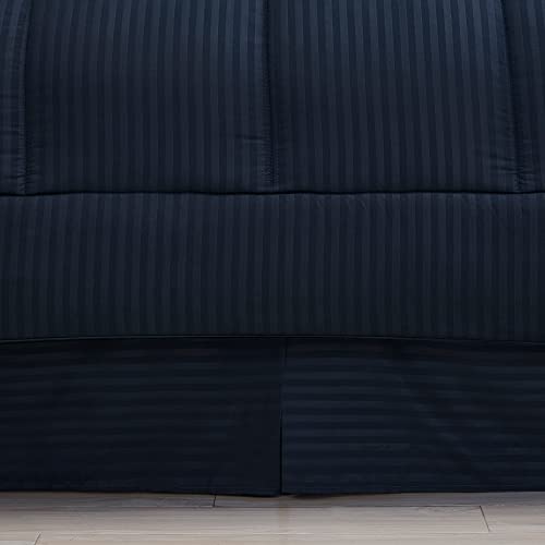  Queen Comforter Set 8 Piece Bed In A Bag With Bed Skirt, Fitted Sheet, Flat Sheet, 2 Pillowcases, 2 Pillow Shams, Queen, Dobby Navy