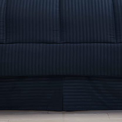  Queen Comforter Set 8 Piece Bed In A Bag With Bed Skirt, Fitted Sheet, Flat Sheet, 2 Pillowcases, 2 Pillow Shams, Queen, Dobby Navy