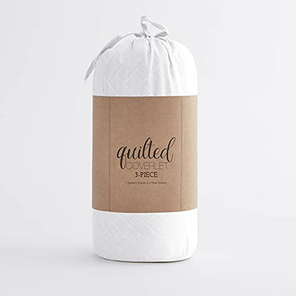  Linen Market 3 Piece White Quilt Queen Size Bed Set - A Lightweight Bedspread & Machine Washable Quilts - Includes Quilted Coverlet And Two Pillow Shams - Perfect Bedding Quilts