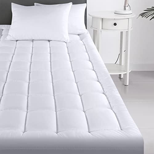  Utopia Bedding Quilted Fitted Premium Mattress Pad Queen Size - Pillow Top Mattress Topper - Elastic Fitted Fluffy Mattress Protector - Mattress Cover Stretches Up To 16 Inches Deep -Machine Washable