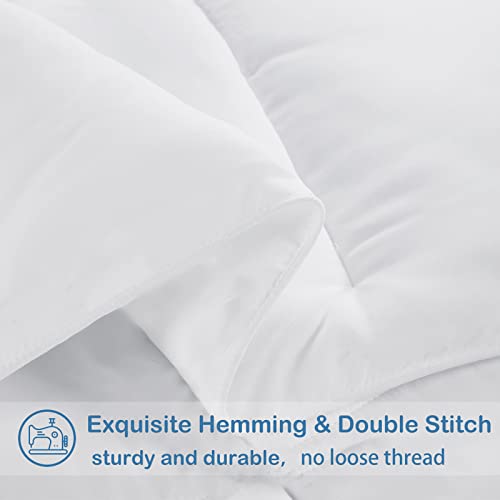  All Season Queen Size Soft Quilted Down Alternative Comforter Reversible Duvet Insert With Corner Tabs,Winter Summer Warm Fluffy,White,88x88 Inches