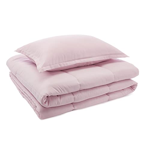  Amazon Basics Kid's Comforter Set - Soft, Easy-Wash Microfiber - Twin, Light Pink
