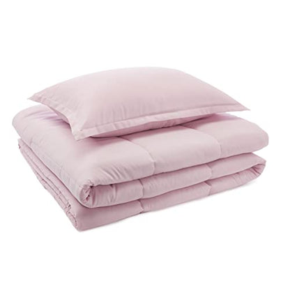  Amazon Basics Kid's Comforter Set - Soft, Easy-Wash Microfiber - Twin, Light Pink