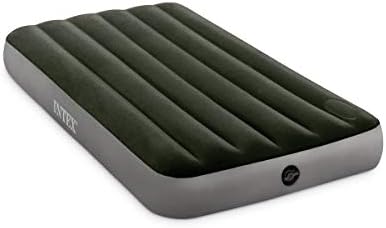 Intex NTEX 64761E Dura-Beam Standard Downy Air Mattress: Fiber-Tech – Twin Size – Built-in Foot Pump – 10in Bed Height – 300lb Weight Capacity