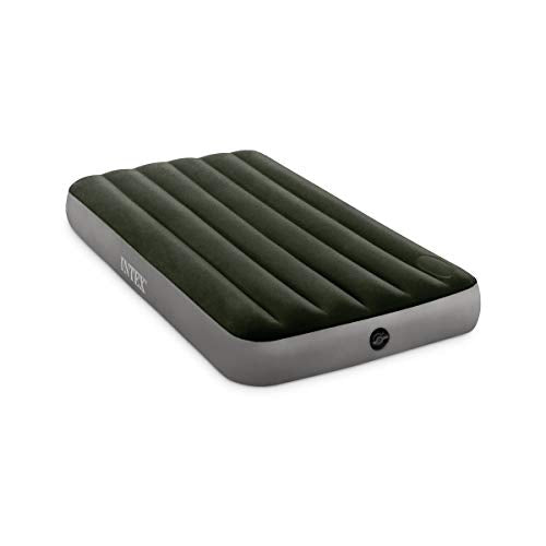 Intex NTEX 64761E Dura-Beam Standard Downy Air Mattress: Fiber-Tech – Twin Size – Built-in Foot Pump – 10in Bed Height – 300lb Weight Capacity