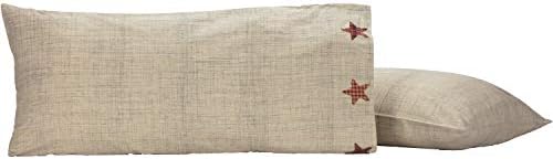  VHC Brands Abilene Star Standard Sham 21x27 Country Patchwork Design, Burgundy