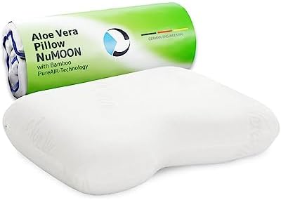  Bamboo Pillow NuMOON Aloe Vera | Memory Foam With Support For Pain Relief | Skin Care Pillowcase | Back And Side Sleepers Pillow | Cervical Pillow Against Shoulder & Neck Pain - Designed In Germany