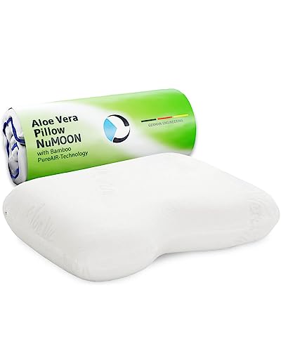  Bamboo Pillow NuMOON Aloe Vera | Memory Foam With Support For Pain Relief | Skin Care Pillowcase | Back And Side Sleepers Pillow | Cervical Pillow Against Shoulder & Neck Pain - Designed In Germany