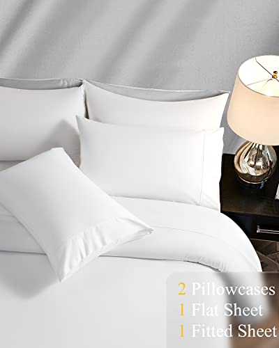  1200 Thread Count Cotton Bed Sheets, 100% Egyptian Cotton Sheet For Queen Size Bed, 4 Piece Luxury Hotel Queen Sheets Sateen Weave With 16" Elasticized Deep Pocket(White,Queen)
