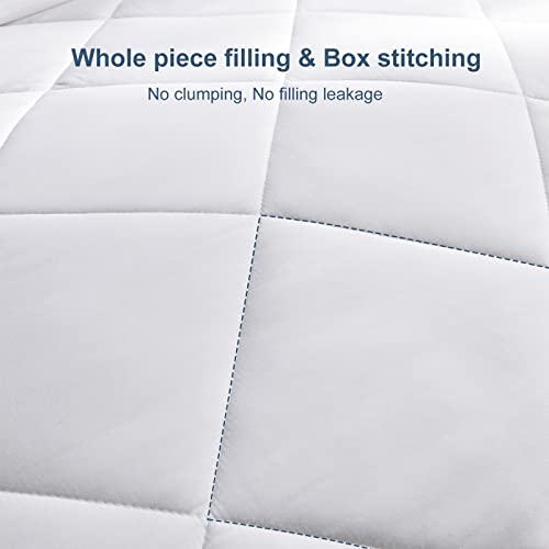  CozyLux Queen Size Bedding Comforter Duvet Insert - Quilted White Comforters With Corner Tabs, 1800 Series Soft Siliconized Fiberfill All Season Down Alternative Bed Comforter - Box Stitched