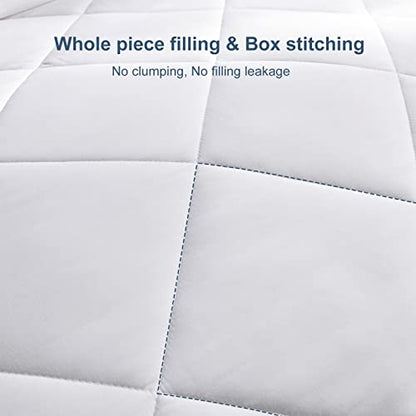  CozyLux Queen Size Bedding Comforter Duvet Insert - Quilted White Comforters With Corner Tabs, 1800 Series Soft Siliconized Fiberfill All Season Down Alternative Bed Comforter - Box Stitched