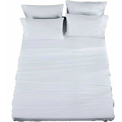  Hotel Essentials 4 Piece Sheet Set, Microfiber, Light Blue, Full Sheet Set