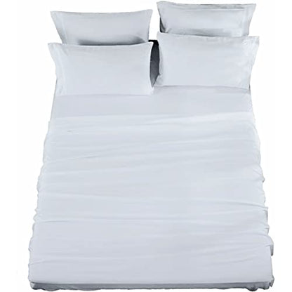  Hotel Essentials 4 Piece Sheet Set, Microfiber, Light Blue, Full Sheet Set