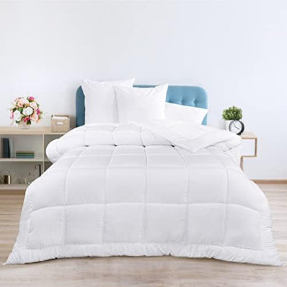  All Season Down Alternative Quilted Twin/Twin XL Comforter - Duvet Insert With Corner Tabs - Machine Washable – Bed Comforter - White
