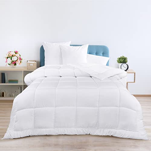  All Season Down Alternative Quilted Twin/Twin XL Comforter - Duvet Insert With Corner Tabs - Machine Washable – Bed Comforter - White