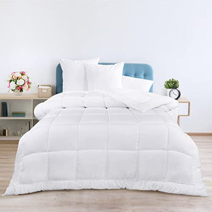  All Season Down Alternative Quilted Twin/Twin XL Comforter - Duvet Insert With Corner Tabs - Machine Washable – Bed Comforter - White