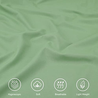  Duvet Cover Set King Size, Ultra Soft Washed Microfiber Duvet Covers, 3 Pieces Bedding Duvet Cover Sets(1 Duvet Cover, 2 Pillowcases) With Zipper Closure & Corner Ties (Light Green, King)