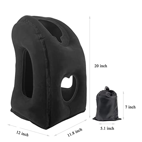  HAIYANLE Inflatable Travel Pillow - Multifunctional Travel Pillow For Adult Chin Supporting Travel Neck Pillow Airplane Sleeper Office Napping Pillow With Eye Mask, Earplugs And Portable Bag