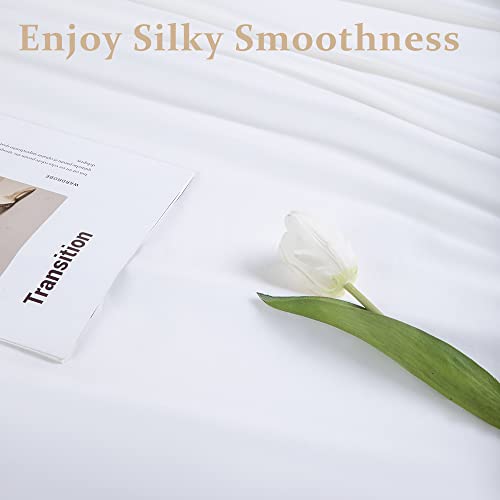  SONORO KATE Cotton King Size Sheets - 1000 Thread Count, Luxury 100% Egyptian Cotton Sheets Set, Cooling Bed Sheets, Deep Pocket Up To 16" - 4 Piece (White, King)