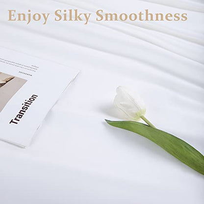  SONORO KATE Cotton King Size Sheets - 1000 Thread Count, Luxury 100% Egyptian Cotton Sheets Set, Cooling Bed Sheets, Deep Pocket Up To 16" - 4 Piece (White, King)