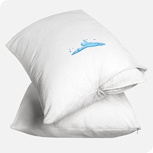  Queen Size Mattress Protector - Premium 100% Waterproof Mattress Protector - Vinyl Free - Cooling Mattress Protector (Queen, White)