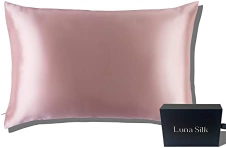  LUNASILK Mulberry Silk Pillowcase For Hair & Skin, 100% Real Pure Silk Pillowcase With Hidden Zipper, Acne Free, Queen, White, 22mm