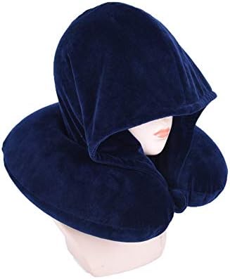  Fashion Look U Shaped Memory Foam Neck Head Support Travel Pillow With Velvet Hoodie - Best Comfort Pain Relief For Long Trip, Air Bus Traveling, Car Driving (Solid Black)