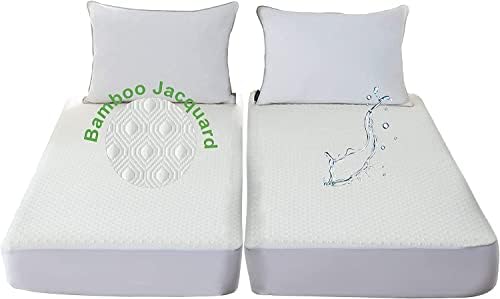  Bamboo Cooling Split King Mattress Protector For Adjustable Bed Waterproof Soft Breathable Fitted Matress Cover Pad