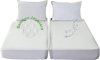  Bamboo Cooling Split King Mattress Protector For Adjustable Bed Waterproof Soft Breathable Fitted Matress Cover Pad