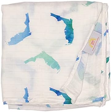 Florida Kid Co. Fish Baby Swaddle Blanket - 70% Bamboo/ 30% Cotton Muslin - Silky Soft, Breathable, Lightweight, Multipurpose, Nursery Shower Gift, Large - 47 In. X 47 In. Baby Essentials