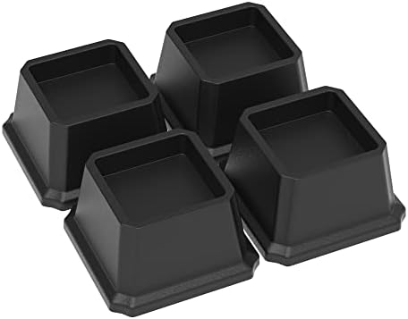  Napnapday Bed Risers 2 Inch Heavy Duty Bed Furniture Elevators, 1,500 Lbs Lifts Up Riser For Sofa And Table Set Of 4, Black