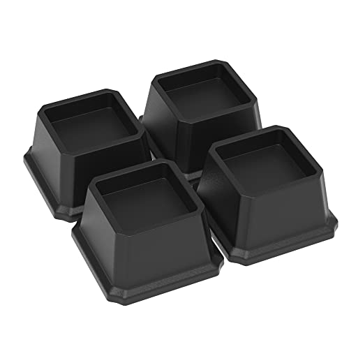  Napnapday Bed Risers 2 Inch Heavy Duty Bed Furniture Elevators, 1,500 Lbs Lifts Up Riser For Sofa And Table Set Of 4, Black
