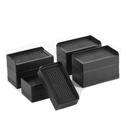  LUCKYQTQH Bed Risers Adjustable Furniture Risers Heavy Duty，Rectangle Bed Risers 3 Inches，Desk Risers For Sofa Couch Bed Frame ，Supports Up To 3000 Lbs (4 Piece Set)