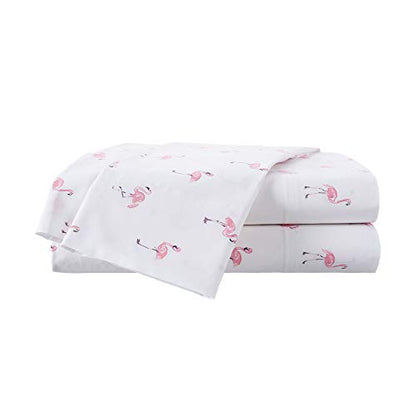  Southern Tide Home Tide Flamingos Cotton Sheet Set Twin White